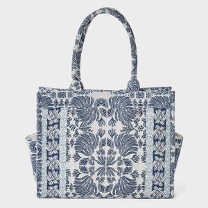 Elegant Blue Floral Tote Bag
